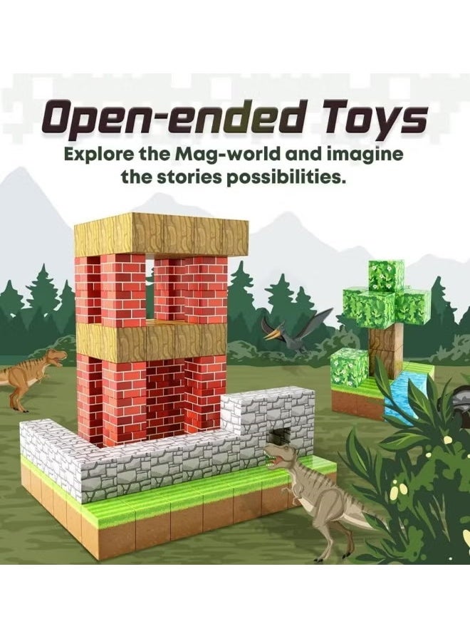 Beauenty Magnetic Blocks-Build Mine Magnet World Edition,Build a Forest World Set，STEM Montessori Sensory Toys for Toddlers Gifts for 3 4 5 6 7 8 9 10 Years Old，100PCS Fidget 1" Cubes Construction Toys Boys Girls Birthday Gift - Image 5