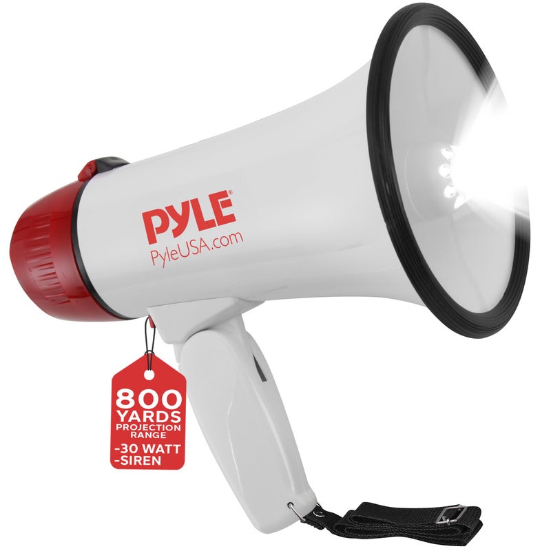 Pyle مكبر صوت بايل 30 واط مع صفارة مدمجة وأضواء LED - تحكم في مستوى الصوت قابل للتعديل لكرة القدم، كرة السلة، البيسبول، التشجيع، المشجعين، المدربين وتمارين السلامة - Image 4