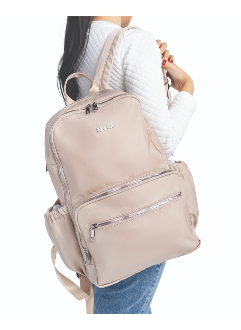 Nurtur Nurtur Maverick Maternity Diaper Bag Fashion Bagpack Bag Multifunction Travel Bag with insulator bottle warming pocket and changing pad - Beige  - Image 3