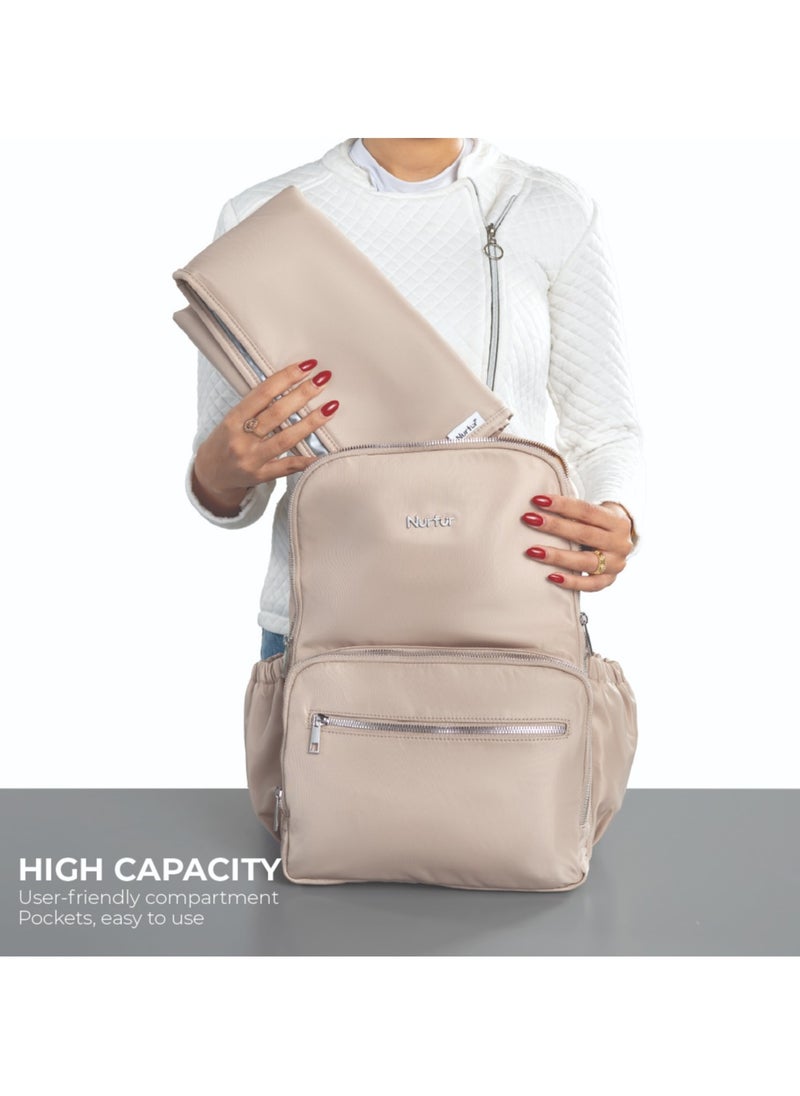 Nurtur Nurtur Maverick Maternity Diaper Bag Fashion Bagpack Bag Multifunction Travel Bag with insulator bottle warming pocket and changing pad - Beige  - Image 5