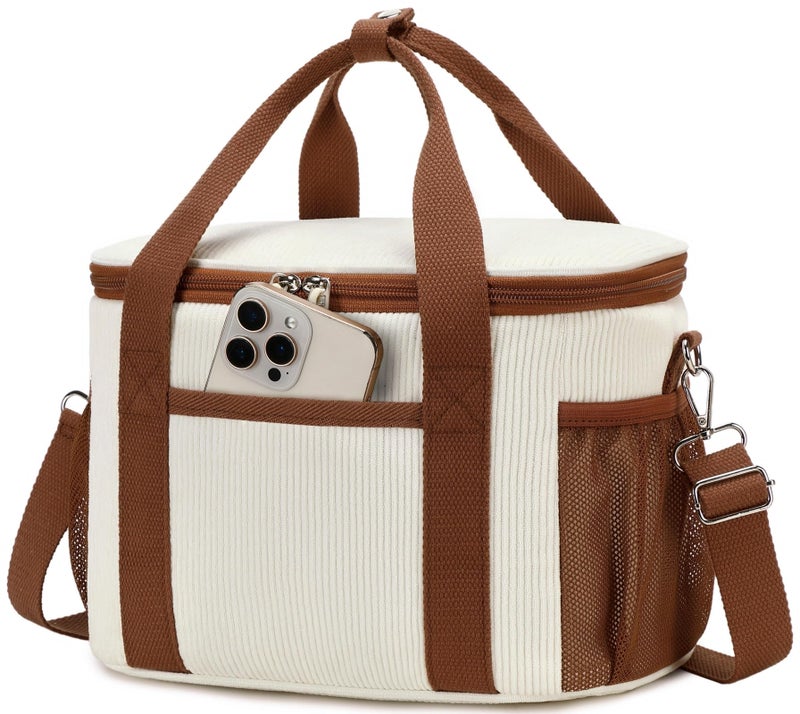 BTOOP Insulated Lunch Box for Women Cute Leakproof Lunch Tote Large Capacity Aesthetic Lunch Bag Womens with Shoulder Strap for Work School Picnic Cream - Image 2