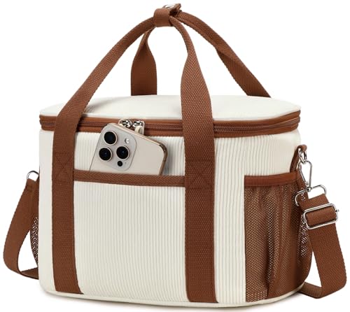 BTOOP Insulated Lunch Box for Women Cute Leakproof Lunch Tote Large Capacity Aesthetic Lunch Bag Womens with Shoulder Strap for Work School Picnic Cream - Image 1