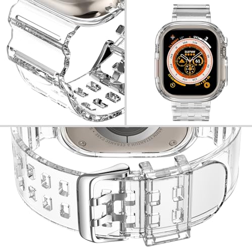 DABAOZA Compatible for Clear Apple Watch Ultra 3 2 Band with Bumper Case 49mm, Women Men Glitter Bling TPU Sport Strap for iWatch SE Ultra 3 2 Series 11 10 9 8 7 6 5 4 3 2 1（ClearCrysta,49） - Image 3