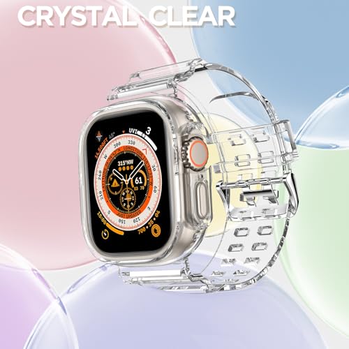 DABAOZA Compatible for Clear Apple Watch Ultra 3 2 Band with Bumper Case 49mm, Women Men Glitter Bling TPU Sport Strap for iWatch SE Ultra 3 2 Series 11 10 9 8 7 6 5 4 3 2 1（ClearCrysta,49） - Image 4