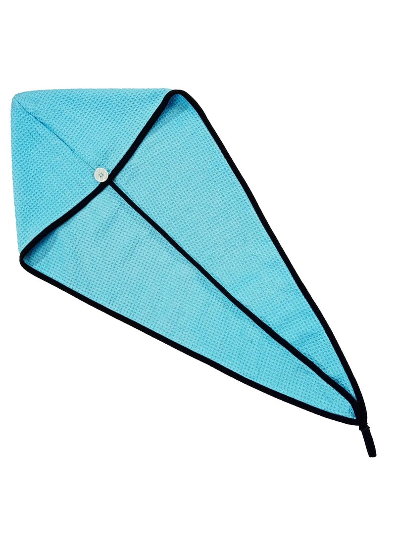 SOFTSPUN SOFTSPUN Microfiber Hair Cap Silk Banded Edge 1 Pcs 70X25cm SkyBlue 400 GSM Super Absorbent Quick Dry Hair Turban for Drying All Kinds of Hair Straight or Curly Short or Long Thin or Thick Hair  - Image 2