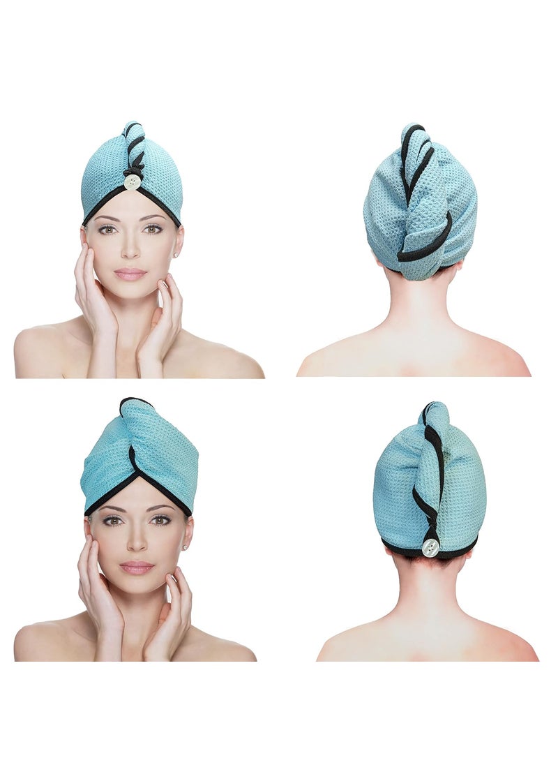 SOFTSPUN SOFTSPUN Microfiber Hair Cap Silk Banded Edge 1 Pcs 70X25cm SkyBlue 400 GSM Super Absorbent Quick Dry Hair Turban for Drying All Kinds of Hair Straight or Curly Short or Long Thin or Thick Hair  - Image 1