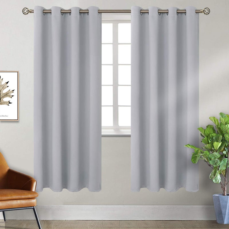 BGment Room Darkening Curtains for Bedroom - Grommet Thermal Insulated Window Treatments Light Blocking Curtains for Living Room  Set of 2 Panels  Each 46 x 72 Inch  Light Grey - Image 1