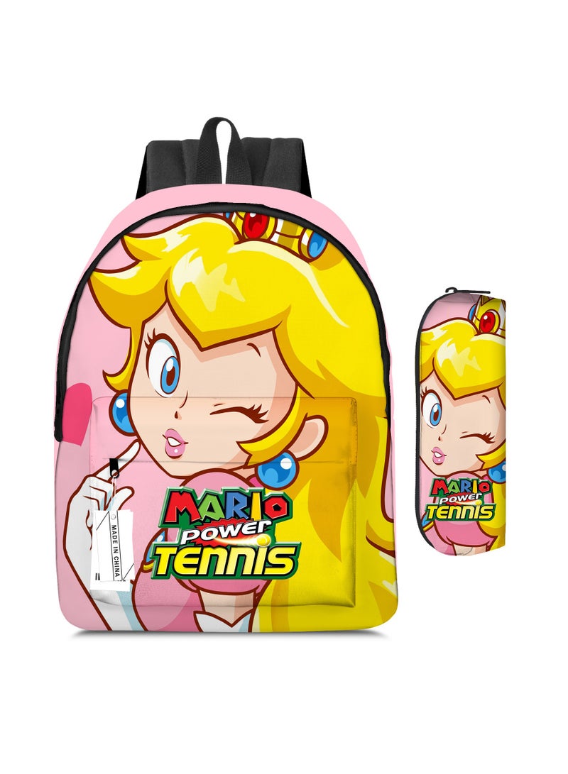 Super Mario Mario Cartoon Backpack Super Mario Student Schoolbag Pencil Case Two-piece Set - Image 1