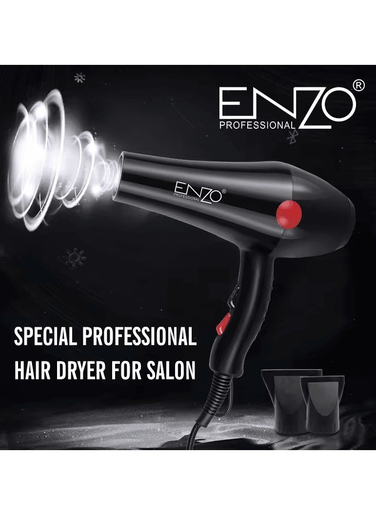 ENZO Professional - ENZO EN-6114 Professional Hair Dryer – 2200W High-Power with Ionic Technology, 3 Heat Settings, 2 Speed Settings, and Concentrator Nozzle-Intl Version - Image 1