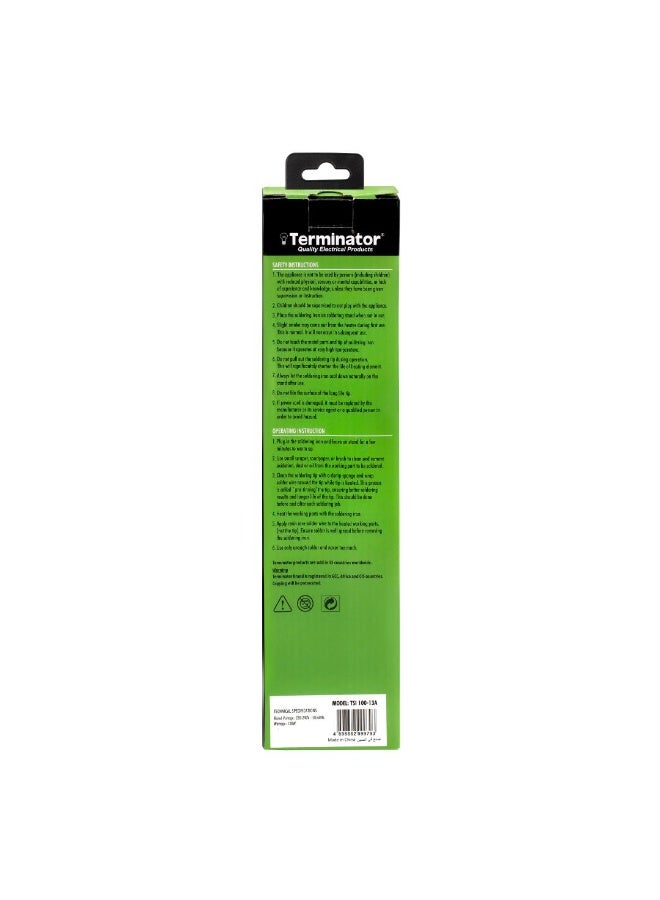 Terminator Soldering Iron 100W with 13A plug, 8 Gm Solder Wire, Metal Stand and long life Tip. Esma Approved - Image 2
