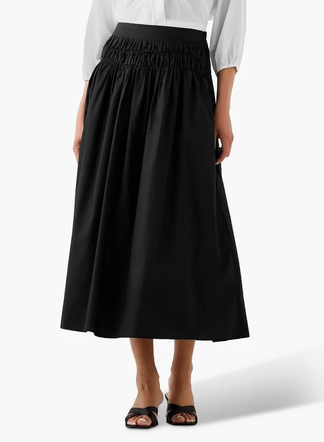 2Xtremz 2Xtremz Midi Cotton A-line Skirt with Side Zip