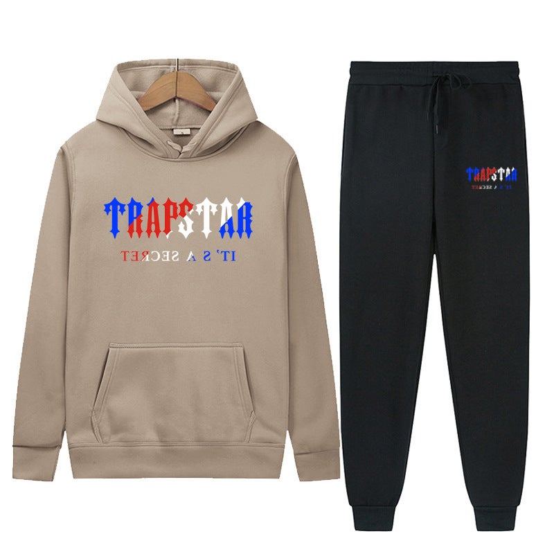 Trapstar Letter Print Men'S And Women'S Multi-Color Warm Two-Piece Loose Hoodie + Pants Jogging Suit - Image 1