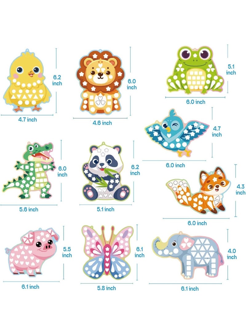Capstro Mirror Mosaic Sticker Art Kit – Animal Theme | 10 Pattern Cards, 12 Laser Mirror Stickers & 10 Lanyards | DIY Shiny Mosaic Craft for Kids Age 4+ | Creative Wildlife Art Activity for Boys & Girls - Image 3