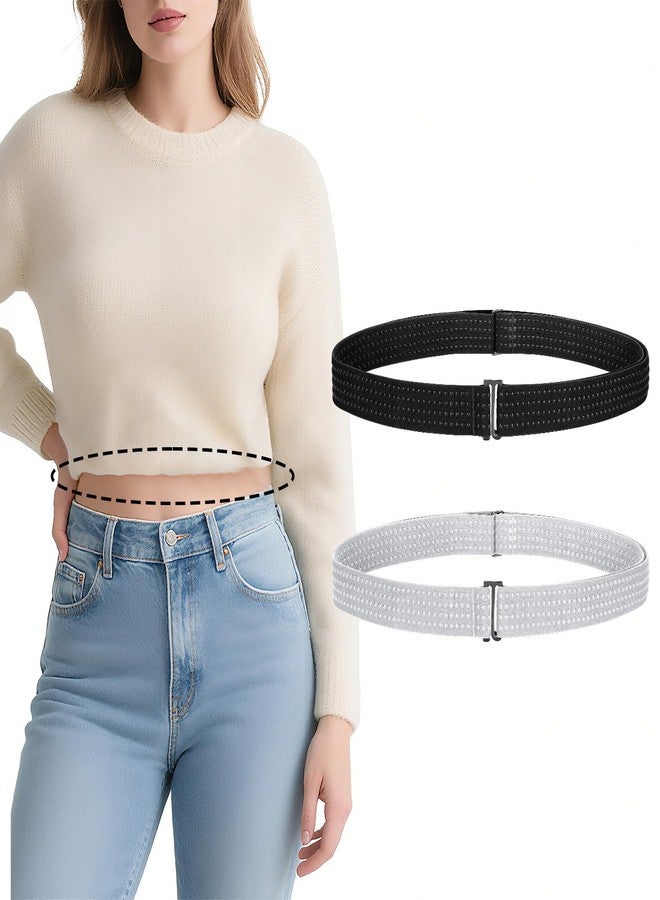 WOWOGO 2 Pack Crop Shirt Tuck Band for Women,Adjustable Elastic Tuck Waist Belt for Tucking Sweater Top - Image 1