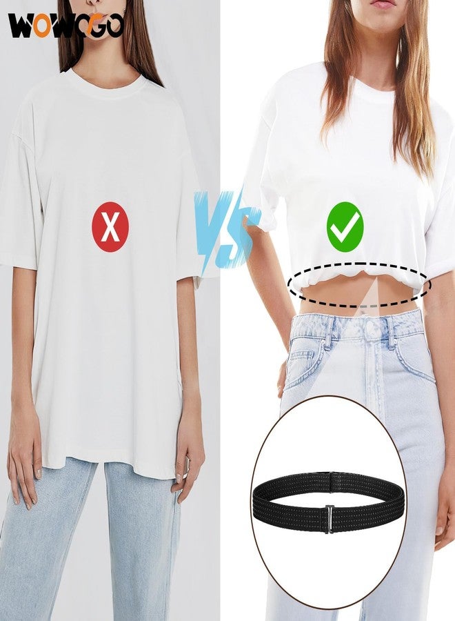 WOWOGO 2 Pack Crop Shirt Tuck Band for Women,Adjustable Elastic Tuck Waist Belt for Tucking Sweater Top - Image 2
