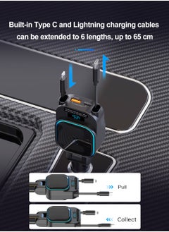 Generic Fast Car Charger, Retractable Type-C and Lightning Cable, Compatible with 12 V and 24 V, Adjustable Angle, USB and PD Type-C, for iPhone, iPad, Samsung, Huawei, Xiaomi and other Android phones  - Image 4