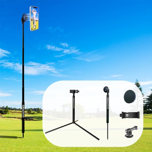 GreatYYT Monopod and Tripod Selfie Stick to Record Golf Swing Multi Functional Phone Holder with Magnetic and Phone Holder Golf Training Aid Compatible with All iPhone Android Phone - Image 1