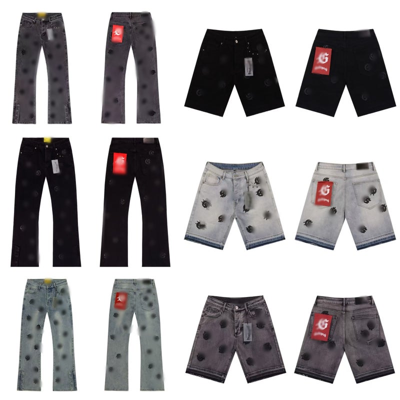 God American Fashion High Street Rock Band Washed Vintage Embroidered Men'S Denim Flared Pants - Image 2