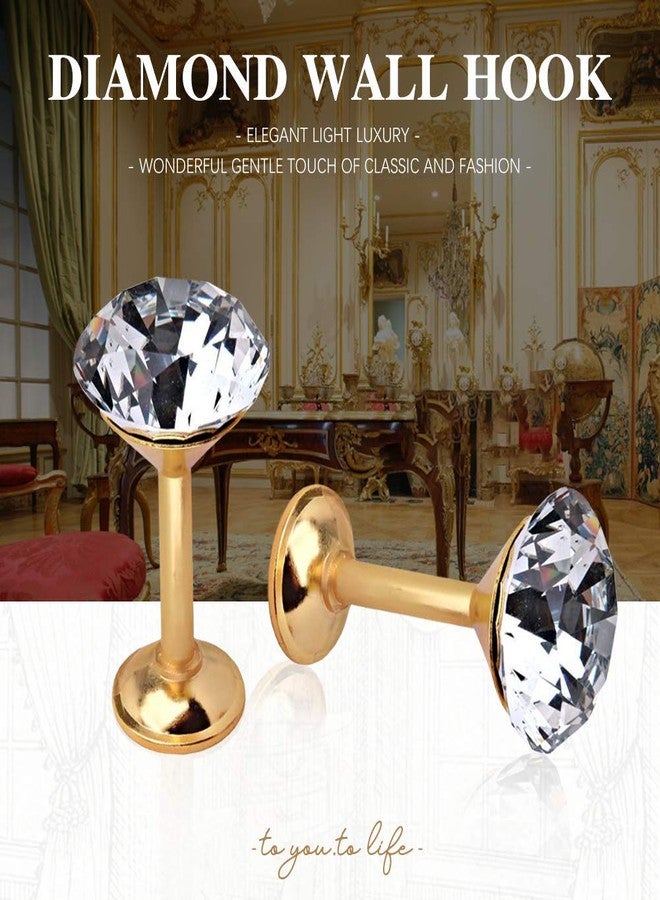 EleCharm 1 Pair Simple Design Diamond Crystal Curtain Hooks Curtain Buckle Wall Holdbacks Decorative Tiebacks (Gold) - Image 3