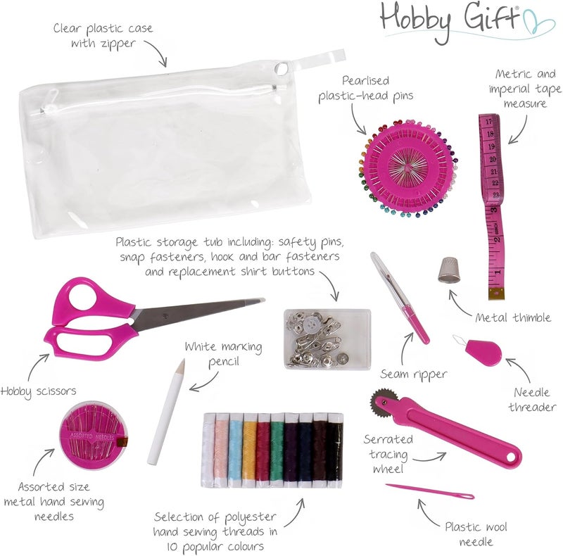 Hobby Gift صندوق تخزين حرفي مميز كهدية هواية، مملوء مسبقًا ويحتوي على مجموعة خياطة مكونة من 94 قطعة، لون رمادي، MRM137F - Image 4