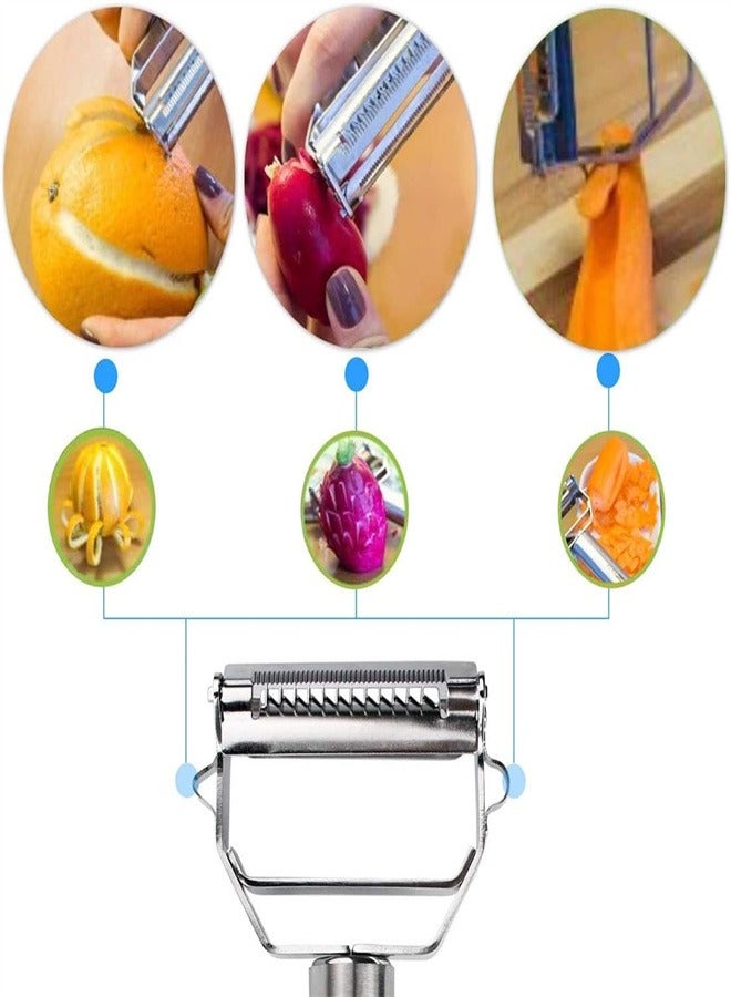joyzzz Stainless Steel Extra Sharp Swivel Dual Peeler Comfort Handle with Cleaning Brush - Image 4