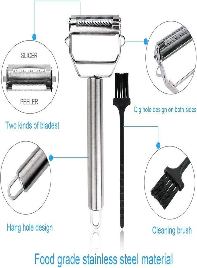 joyzzz Stainless Steel Extra Sharp Swivel Dual Peeler Comfort Handle with Cleaning Brush - Image 2