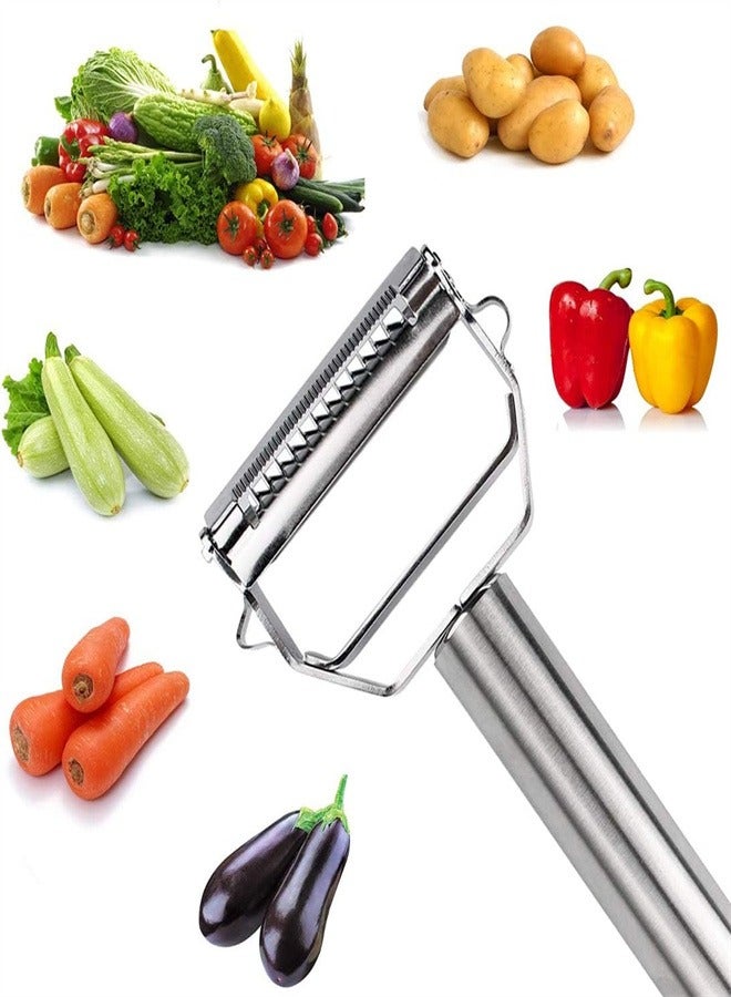 joyzzz Stainless Steel Extra Sharp Swivel Dual Peeler Comfort Handle with Cleaning Brush - Image 5