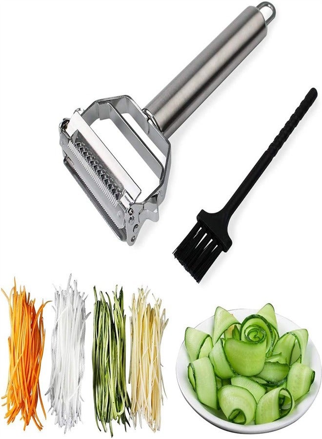 joyzzz Stainless Steel Extra Sharp Swivel Dual Peeler Comfort Handle with Cleaning Brush - Image 1
