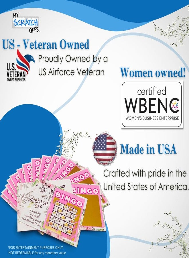 ماي سكراتس أوفز بطاقات بينغو قابلة للخدش لحفل توديع العزوبية، بتصميم زهور وردية، ألعاب ممتعة وسهلة لحفلات الزفاف والخطوبة، وهدايا تذكارية لحفلات العروس، عبوة من 26 بطاقة، بطاقتان فائزتان. - Image 3