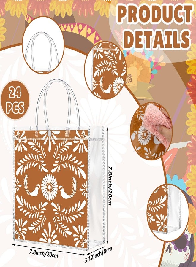 SilTriangle 20 Pcs Cielito Lindo Party Clear PVC Gift Bag with Handles Mexicanos Fiesta 7.8 x 7.8 x 3.12 Inch Waterproof Reusable Plastic Gift Bag for Mexican Talavera Fiesta Wedding Party Supplies - Image 3