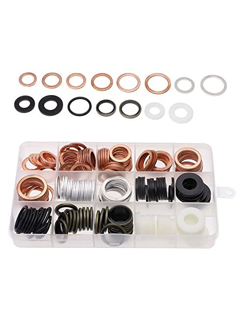 GSK Cut GSK Cut Washer Kit Metal Bonded Oring Flat Plain Washers Gasket 15 Sizes in Nylon Copper Aluminum material for Plumbing Maintenance Pack of 190  - Image 2