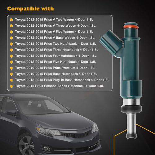 Gledewen حقن الوقود 12 ثقب 4 قطع، متوافق مع تويوتا بريوس 2010-2015 / بريوس V / لكزس CT200h محرك 1.8 لتر، استبدال# 23250-37020، 23250-37021، 23209-39195، 23209-39196 - Image 5