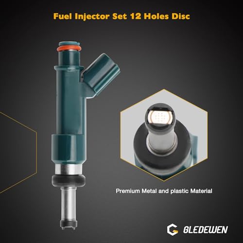 Gledewen حقن الوقود 12 ثقب 4 قطع، متوافق مع تويوتا بريوس 2010-2015 / بريوس V / لكزس CT200h محرك 1.8 لتر، استبدال# 23250-37020، 23250-37021، 23209-39195، 23209-39196 - Image 2