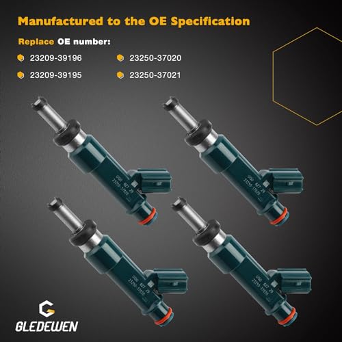 Gledewen حقن الوقود 12 ثقب 4 قطع، متوافق مع تويوتا بريوس 2010-2015 / بريوس V / لكزس CT200h محرك 1.8 لتر، استبدال# 23250-37020، 23250-37021، 23209-39195، 23209-39196 - Image 4