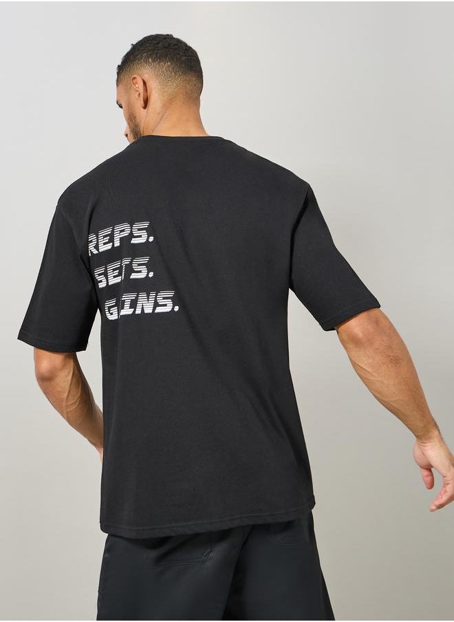 Styli Cotton Rich Back Print Oversized Athleisure T-Shirt  - Image 4