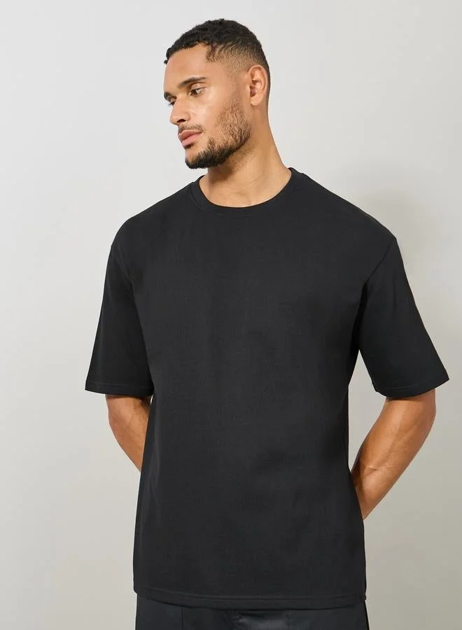 Styli Active Cotton Rich Back Print Oversized Athleisure T-Shirt