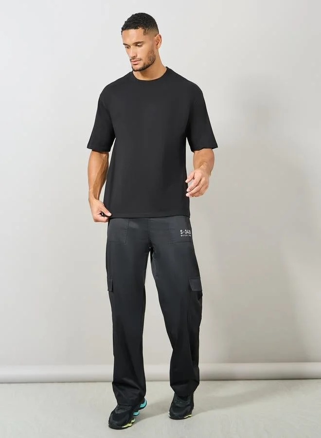 Styli Active Cotton Rich Back Print Oversized Athleisure T-Shirt