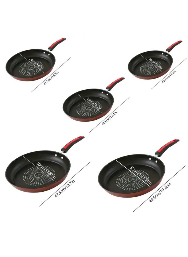 Red 10.2 Inch 26cm Flat Bottom Cast Iron Nonstick Pan Frying Skillet for Induction Gas Stove Dishwasher Safe Healthy Cooking Less Smoke Compact Design Home Kitchen Modern Durable Cookware - Image 3
