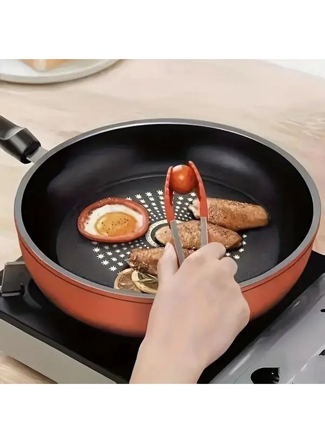 Red 10.2 Inch 26cm Flat Bottom Cast Iron Nonstick Pan Frying Skillet for Induction Gas Stove Dishwasher Safe Healthy Cooking Less Smoke Compact Design Home Kitchen Modern Durable Cookware - Image 1