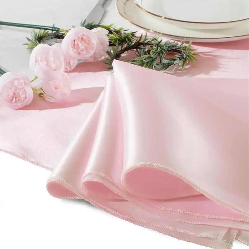 مناديل ساتان وردي فاتح قابلة للغسل 28 قطعة 30×30 سم لتزيين طاولات حفلات الزفاف وأعياد الميلاد - Image 1