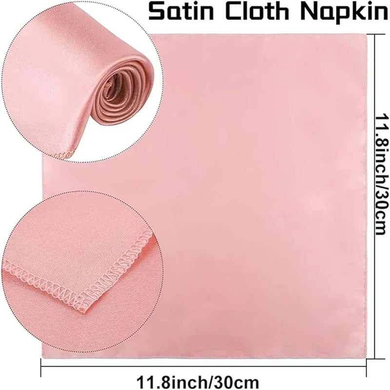 مناديل ساتان وردي فاتح قابلة للغسل 28 قطعة 30×30 سم لتزيين طاولات حفلات الزفاف وأعياد الميلاد - Image 5
