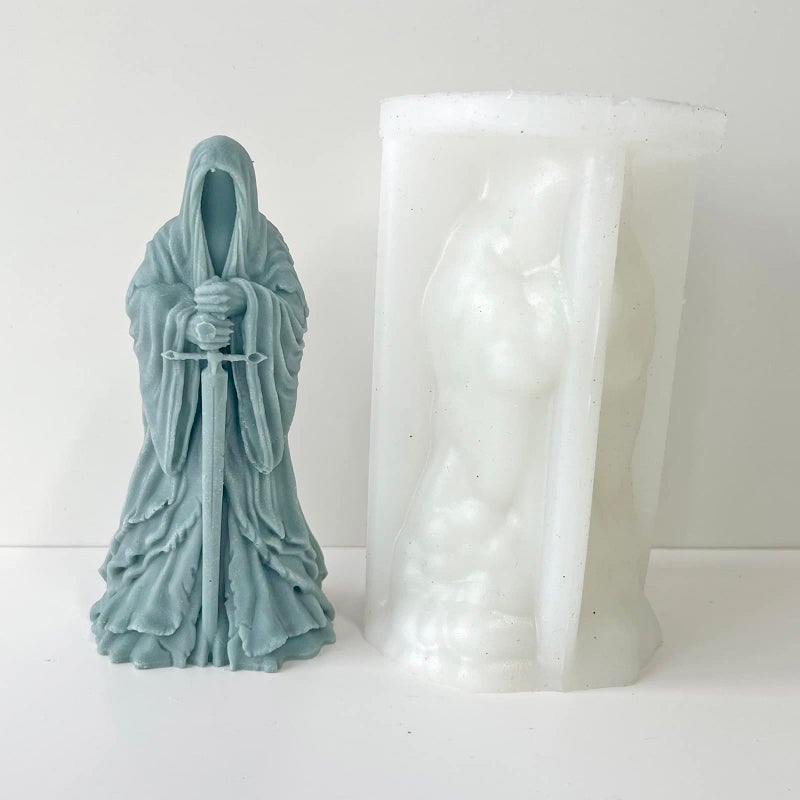 Sword Man Cylinder Candle Mold  Resin Casting Silicone Molds for Home Decor  Candle Making Wave Spiral Mold