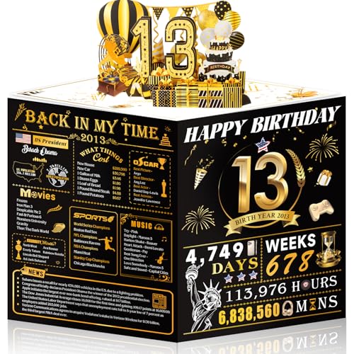 OLOSONG 13th Birthday Card for Girl Boy Son Daughter, Big Pop Up 13th Birthday Cards for Grandson Granddaughter, Back In 2013 Funny 13 Year Old Birthday Decorations - Image 1