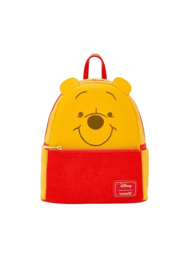 Loungefly x Funko POP! Disney Winnie the Pooh Winnie the Pooh Corduroy Cosplay Mini Backpack (22.86 x 11.43 x 26.67 cm, Yellow/Red) - Image 1