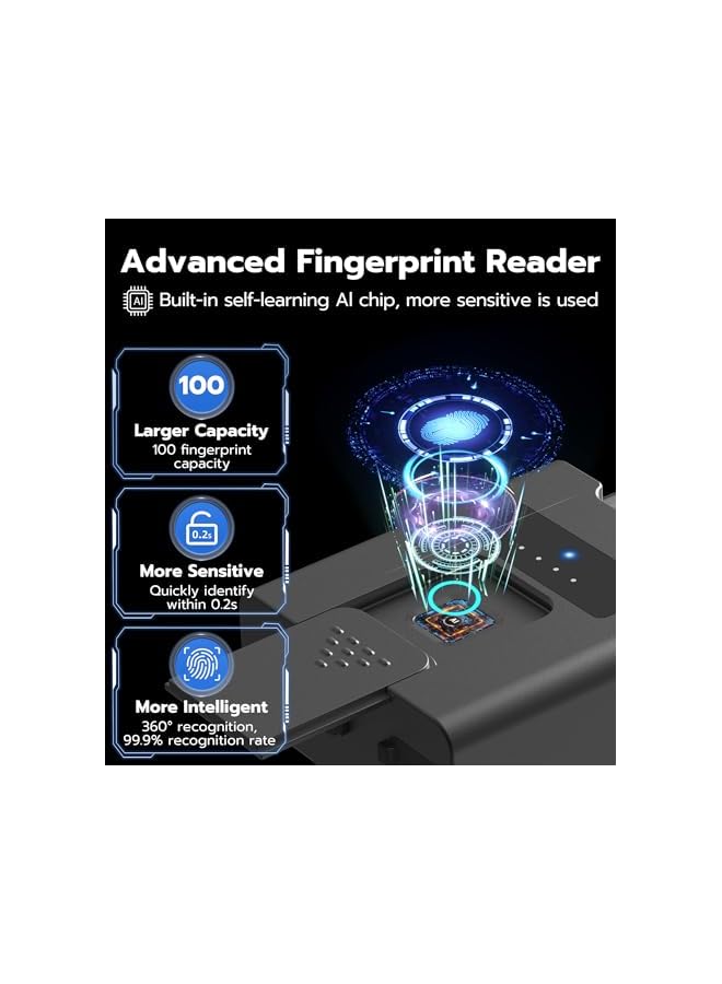 PROMASS Heavy Duty Fingerprint Padlock with Key Backup, Waterproof Bluetooth Biometric Keyless Electronic Smart Combination Lock for Outdoor Fence Gate Truck Pool Shed Gym Locker - Image 3