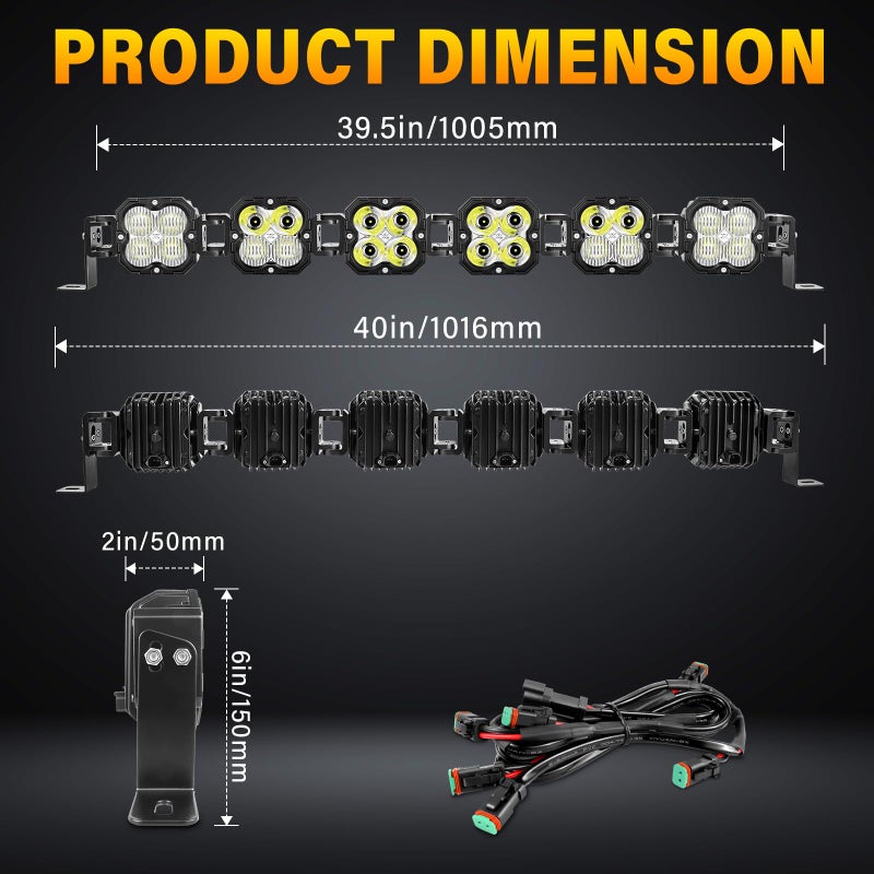 SKYWORLD Linkable Led Light Bar, 40 inch 180W 15000 LM, Work Off road Driving Fog Light for 4x4 Car Truck UTE ATV Boat Tractor, 6000K White Waterproof Headlight, Spot Flood Combo Beam - Image 2