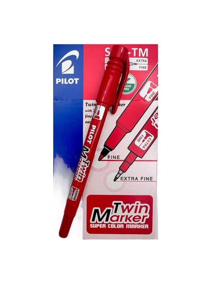 Pilot Twin Marker 12-Pieces Double Sided Red - Image 2