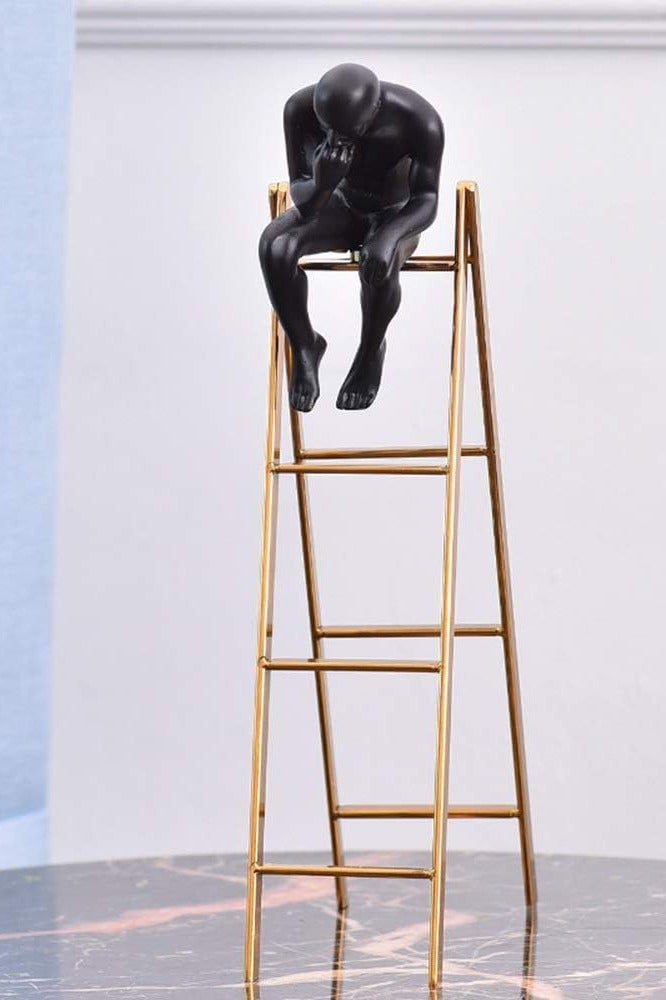 The Thinker Statue on The Ladder for Home Decor Modern Sculptures Decor for Living Room 35cm - Image 2