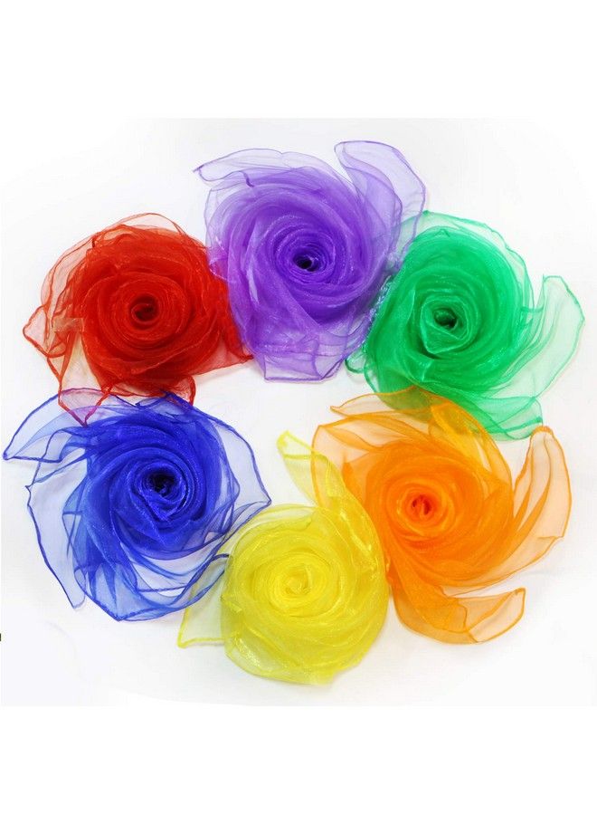 Novelty Place Dance And Juggling Scarves (12Pcs) Silk Square Scarf With Hemmed Edges Easy Clean Ideal Performance Props Accessories 6 Colors(24" X 24")  - Image 1