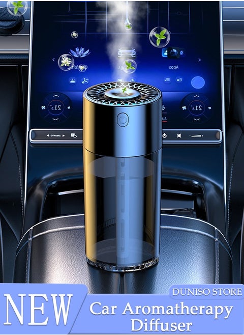 Portable Car Aromatherapy Diffuser Mini Air Purifier with 3 Gear Control, RGB Light, Type-C Fast Charge and Touch Control, Smart Air Freshener for Allergies, Dust and Odor Eliminator for Office Home